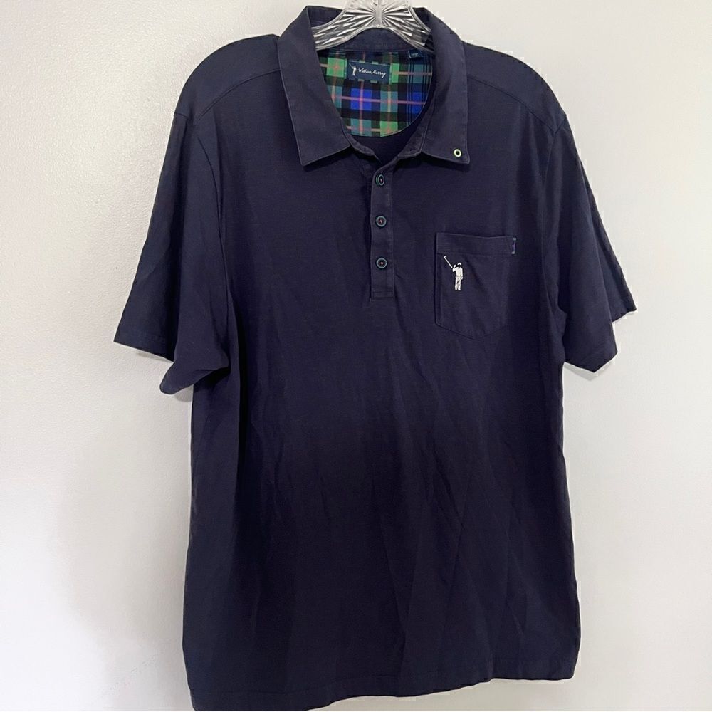 William Murray Corner Pocket Cotton Golf Polo Navy Heathered Large